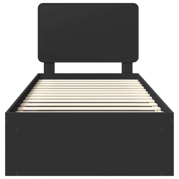 Рамка за легло с таблото Черно 90 x 200 cm Солидно борово дърво