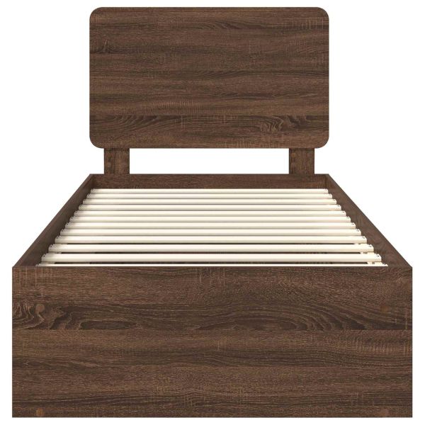 Рамка за легло Кафяв дъб 75 x 190 cm Солидно борово дърво