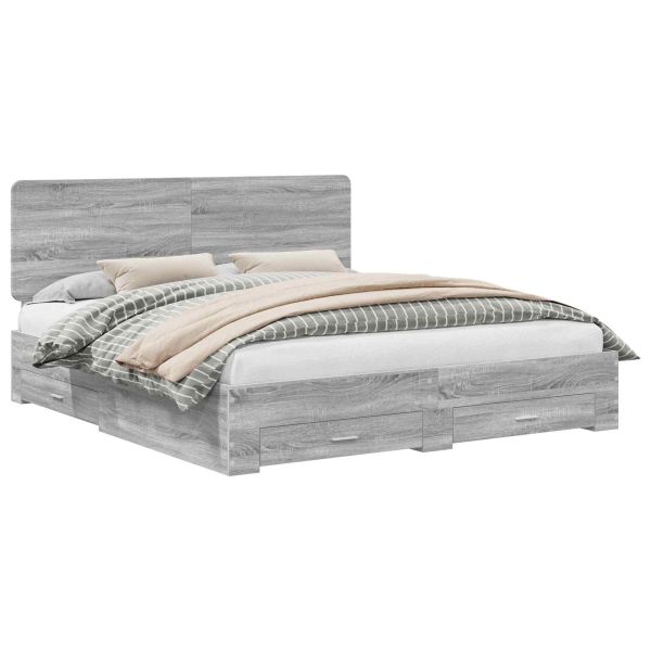 Рамка за легло Сив Сонома 200 x 200 cm Инженерно дърво