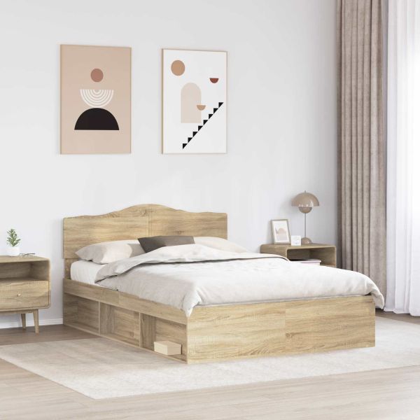 Рамка за легло Сонома дъб 150 x 200 cm Солидно борово дърво