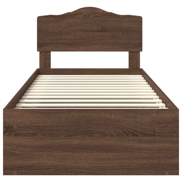 Рамка за легло Кафяв дъб 90 x 200 cm Солидно борово дърво