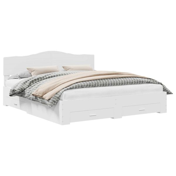 Рамка за легло с таблото Бяло 200 x 200 cm Инженерно дърво