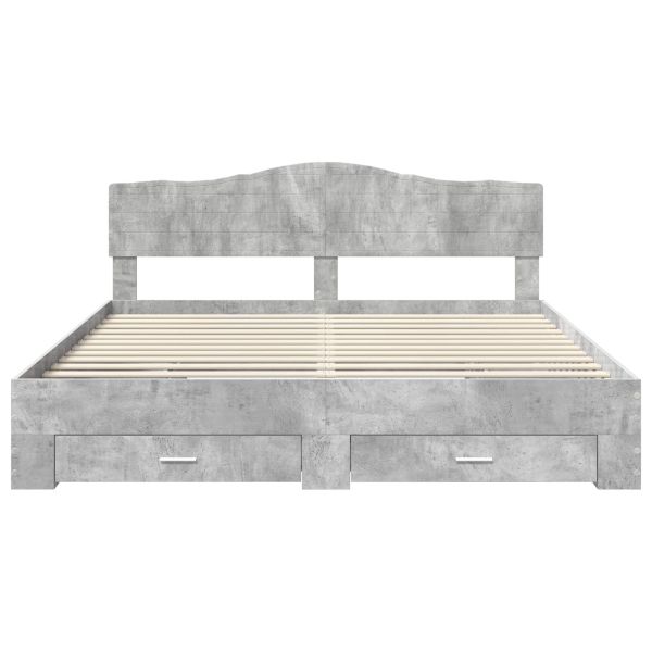 Рамка за легло Циментено сиво 200 x 200 cm Инженерно дърво