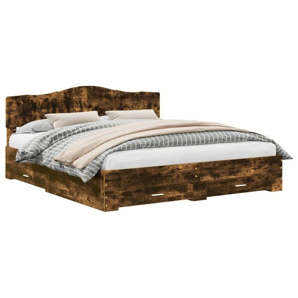 Рамка за легло с таблото Димян дъб 200 x 200 cm Инженерно дърво