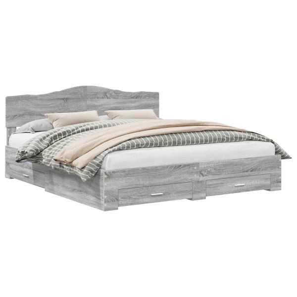 Рамка за легло Сив Сонома 200 x 200 cm Инженерно дърво