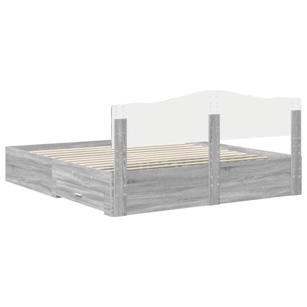 Рамка за легло Сив Сонома 200 x 200 cm Инженерно дърво