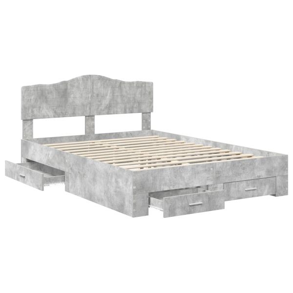 Рамка за легло Циментено сиво 160 x 200 cm Инженерно дърво