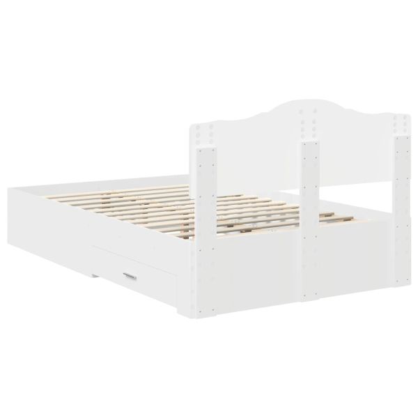 Рамка за легло с таблото Бяло 135 x 190 cm Инженерно дърво