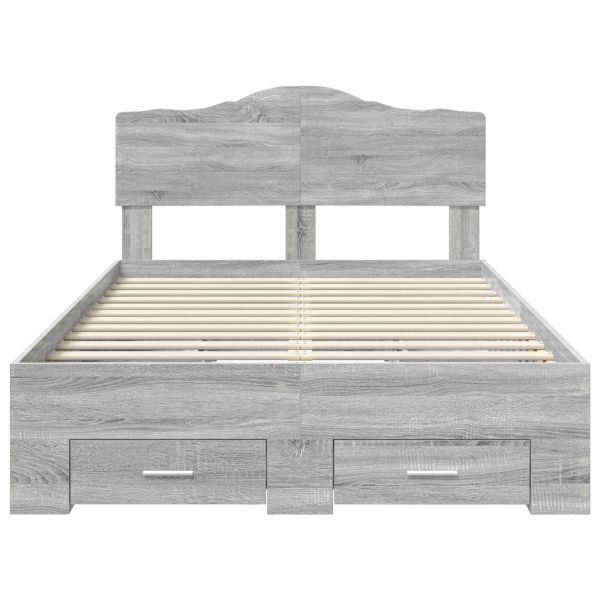 Рамка за легло Сив Сонома 135 x 190 cm Инженерно дърво