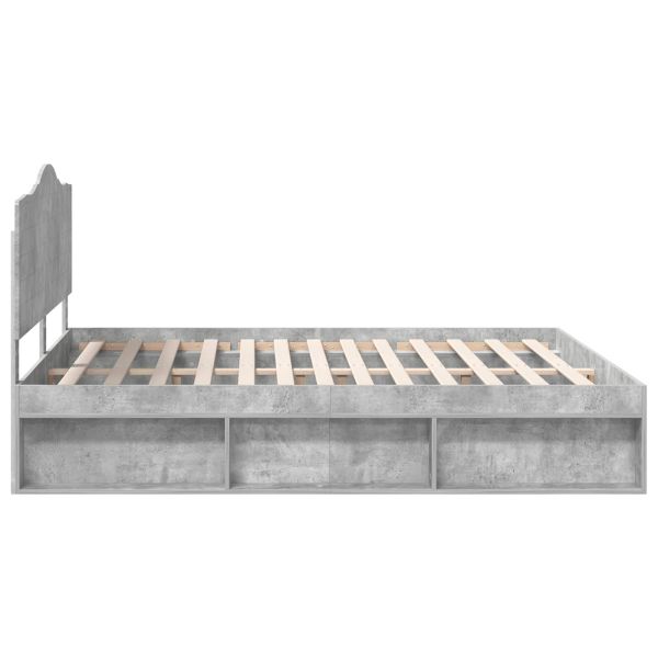 Рамка за легло Бетон 200 x 200 cm Солидно борово дърво