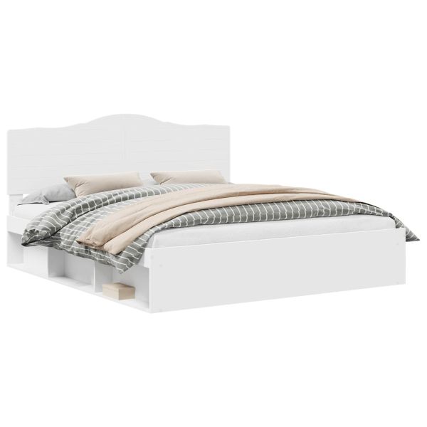 Рамка за легло с таблото Бяло 180 x 200 cm Солидно борово дърво