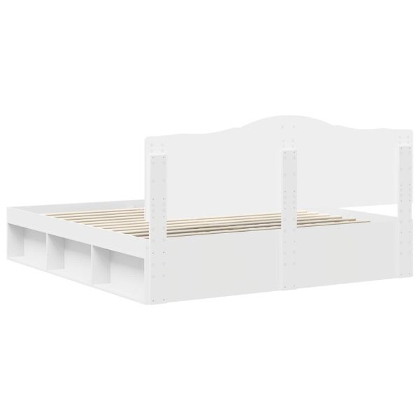 Рамка за легло с таблото Бяло 180 x 200 cm Солидно борово дърво