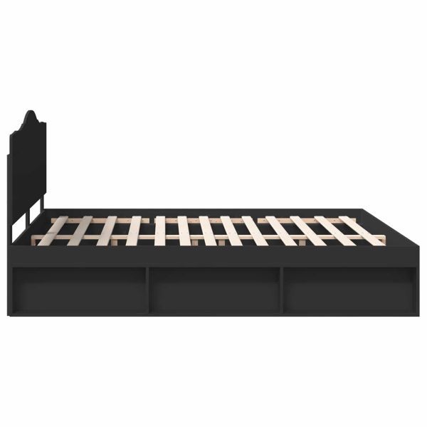 Рамка за легло Черно 180 x 200 cm Солидно борово дърво