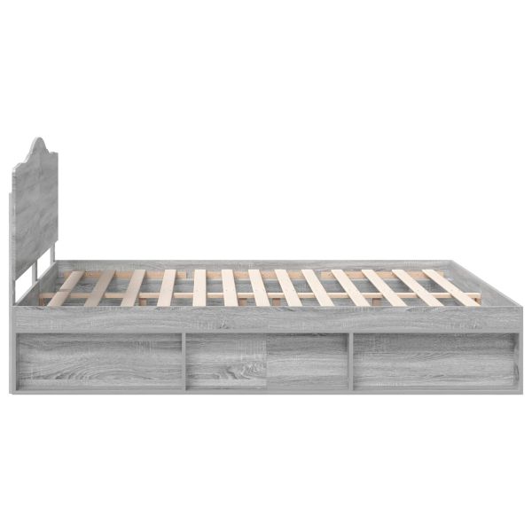 Рамка за легло Сив Сонома 180 x 200 cm Солидно борово дърво