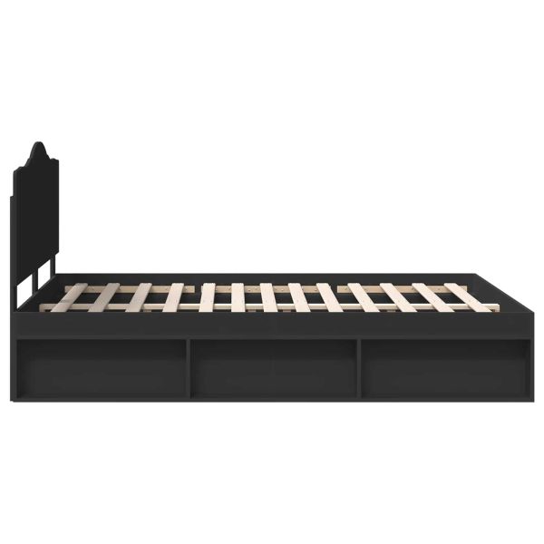 Рамка за легло Черно 150 x 200 cm Солидно борово дърво