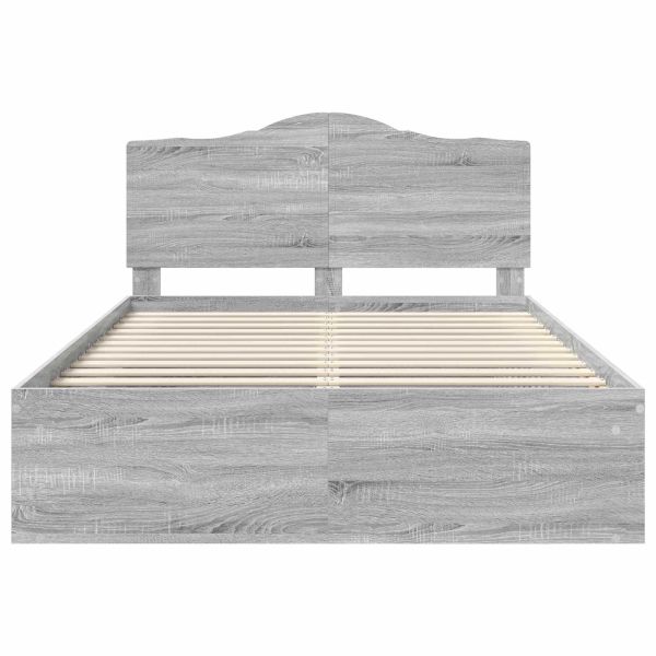 Рамка за легло Сив Сонома 140 x 200 cm Солидно борово дърво