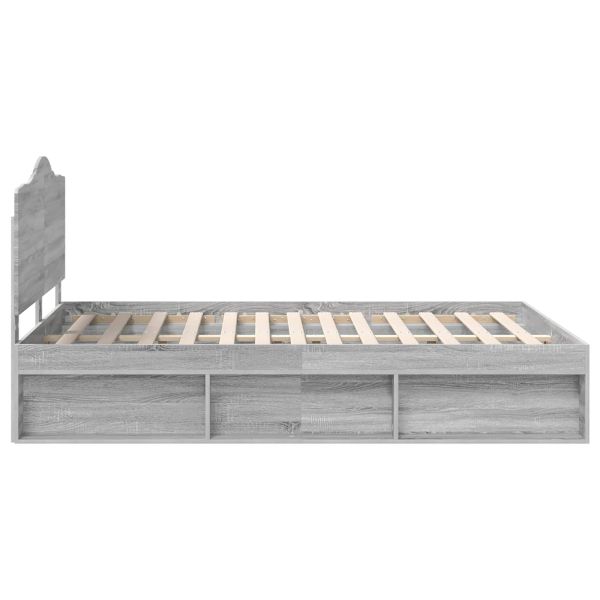 Рамка за легло Сив Сонома 140 x 190 cm Солидно борово дърво
