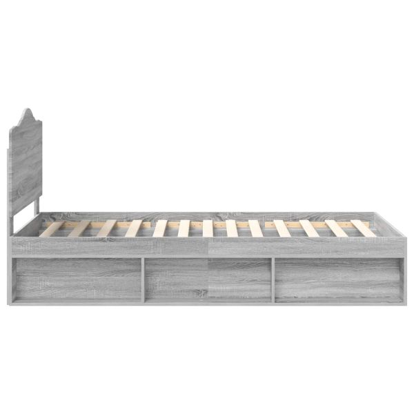 Рамка за легло Сив Сонома 100 x 200 cm Солидно борово дърво