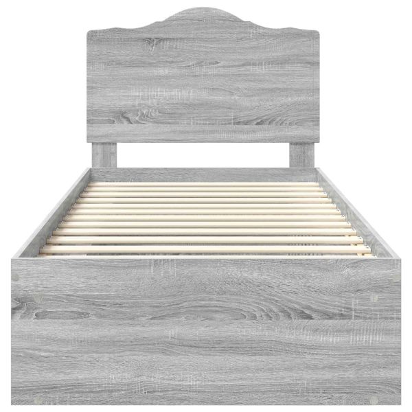 Рамка за легло Сив Сонома 90 x 200 cm Солидно борово дърво