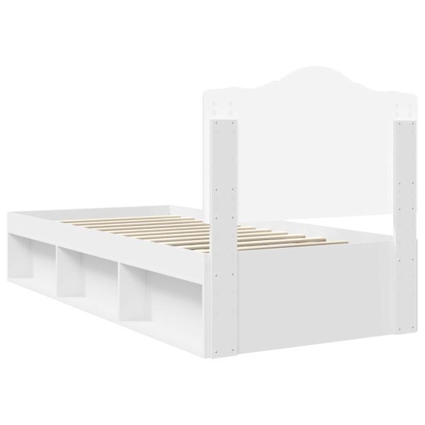 Рамка за легло с таблото Бяло 90 x 190 cm Солидно борово дърво