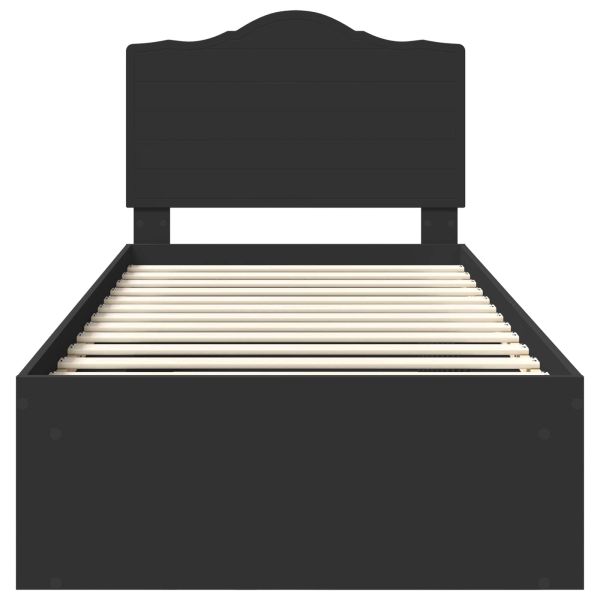 Рамка за легло с таблото Черно 75 x 190 cm Солидно борово дърво