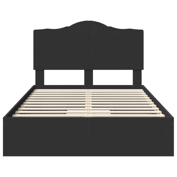 Легло с място за съхранение Черно 120 x 200 cm Инженерно дърво