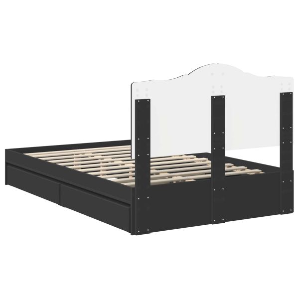Легло с място за съхранение Черно 120 x 200 cm Инженерно дърво