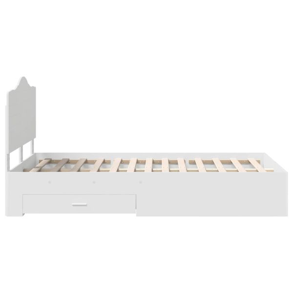 Рамка за легло с таблото Бяло 135 x 190 cm Инженерно дърво