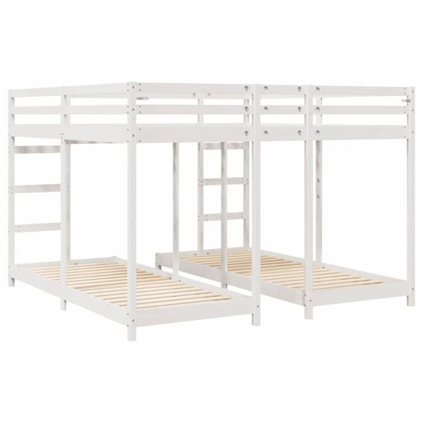 Рамка за тройно двуетажно легло Бяло 200 x 200 cm