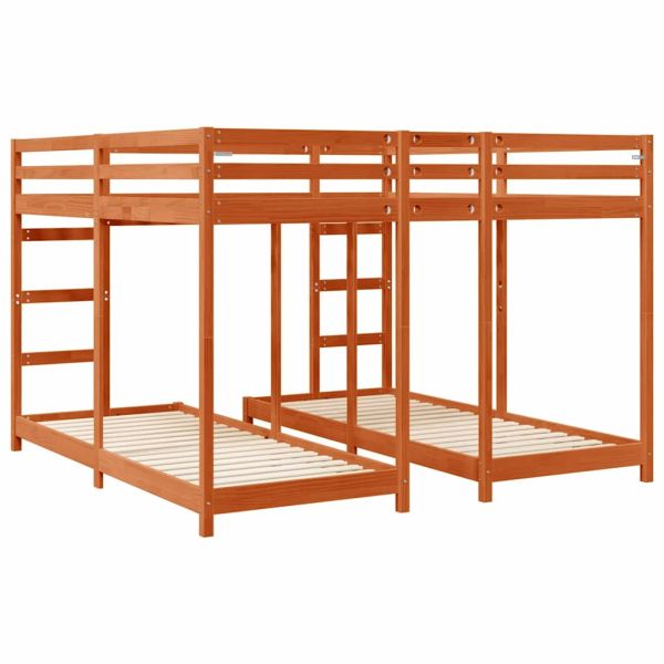 Рамка за тройно двуетажно легло Кафяво с восъчно покритие