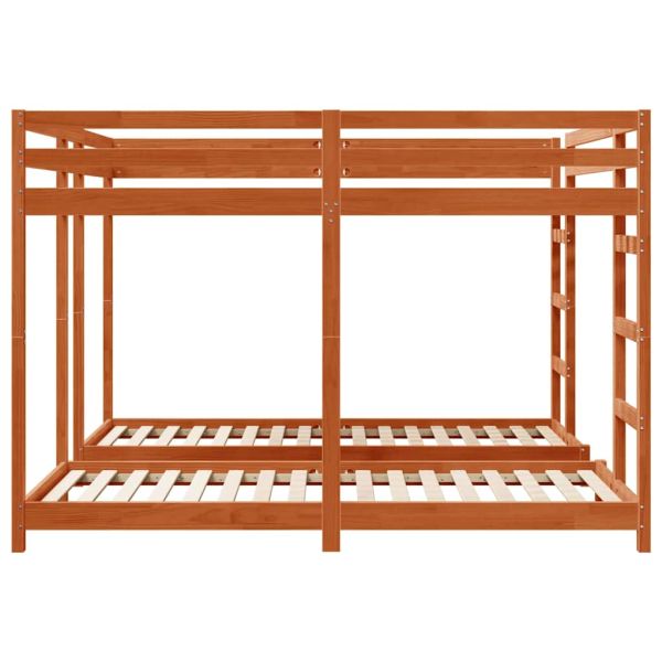 Рамка за тройно двуетажно легло Кафяво с восъчно покритие