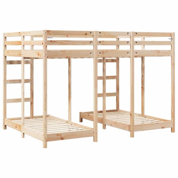 Рамка за тройно двуетажно легло Кафяво 140 x 200 cm