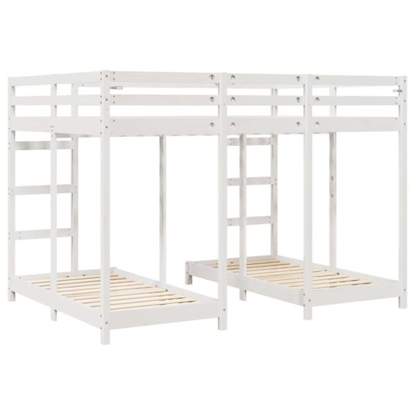 Рамка за тройно двуетажно легло Бяло 140 x 200 cm