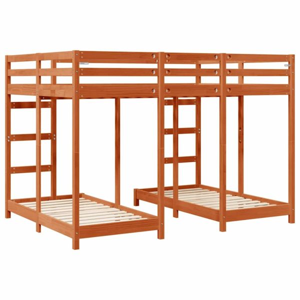 Рамка за тройно двуетажно легло Восъчнокафяв 140 x 200 cm