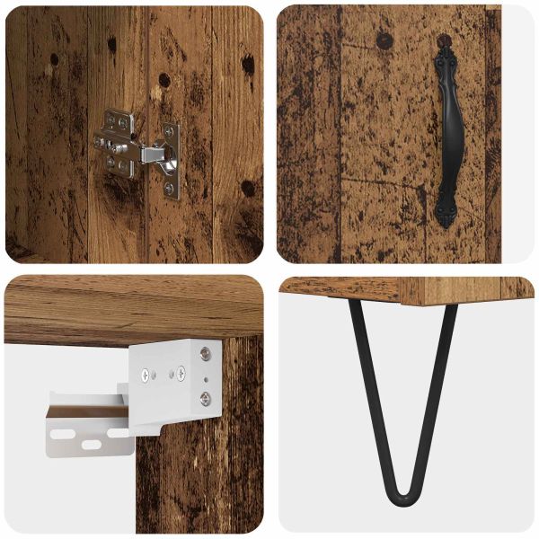 Висок шкаф 2 pcs Старо дърво Инженерно дърво