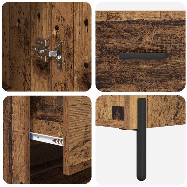 Висок шкаф 2 pcs Старо дърво Инженерно дърво