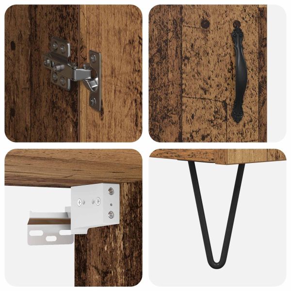 Висок шкаф 2 pcs Старо дърво Инженерно дърво