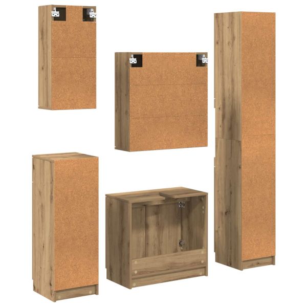 Комплект мебели за баня с чекмедже 5 pcs Дъб Инженерно дърво