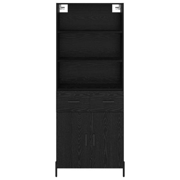 Висок шкаф Черен дъб 69,5 x 34 x 180 см Инженерно дърво