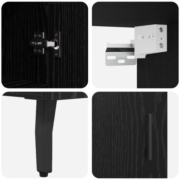 Висок шкаф 2 pcs Черен дъб Инженерна дървесина и стъкло