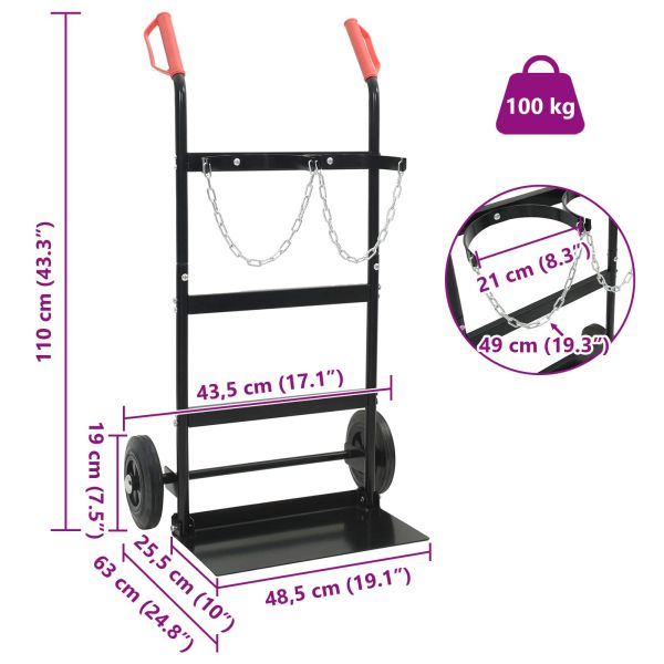 Ръчна количка Черен и Червен 63 x 43,5 x 110 см Стомана