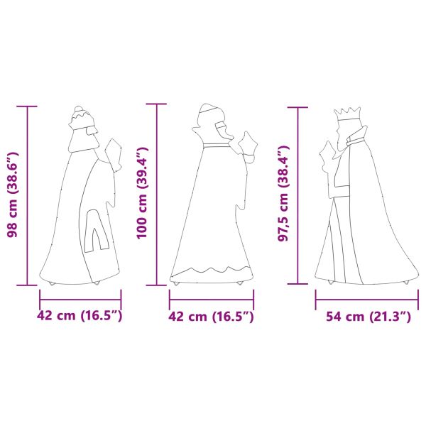 Коледно осветление 3 pcs Топло бяло 105 cm текстил