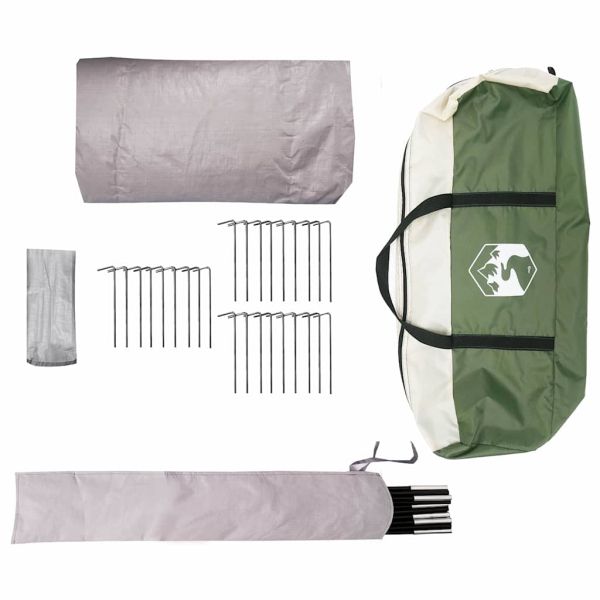 Палатка тип ти пи с покрив Зелен и сив 600 x 600 x 347 см