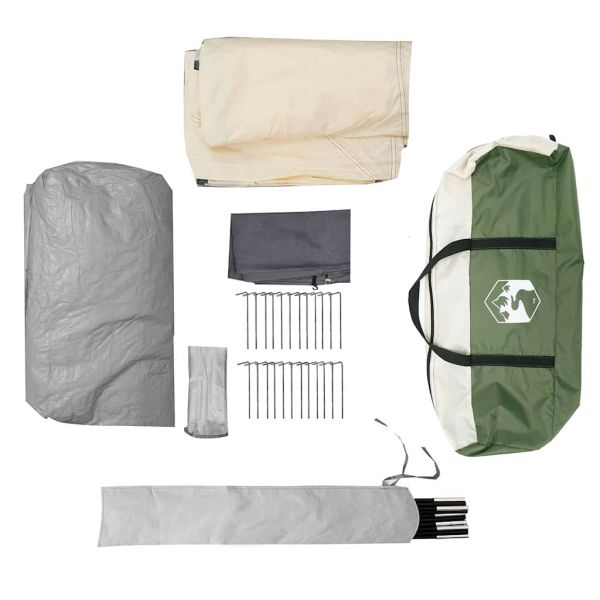 Тунелна палатка с покрив Зелен и бял 778 x 356 x 210 см