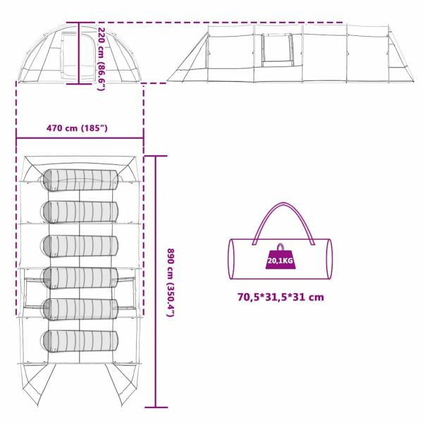 Тунелна палатка с покрив Сив и оранжев 778 x 356 x 210 см
