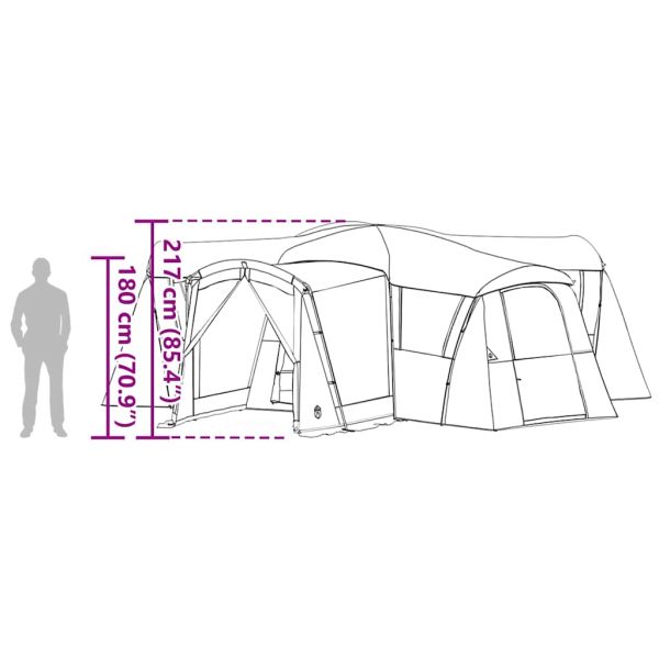 Семейна палатка с покрив Зелен и бял 745 x 700 x 217 см