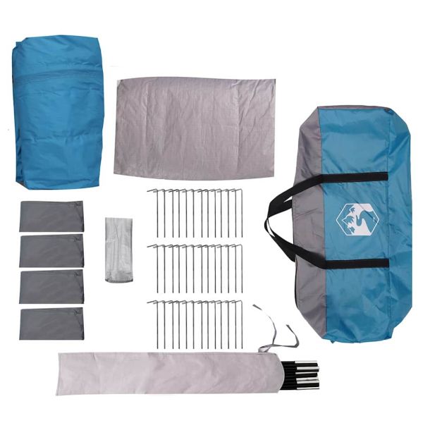 Семейна палатка с покрив Синьо и сиво 745 x 700 x 217 см