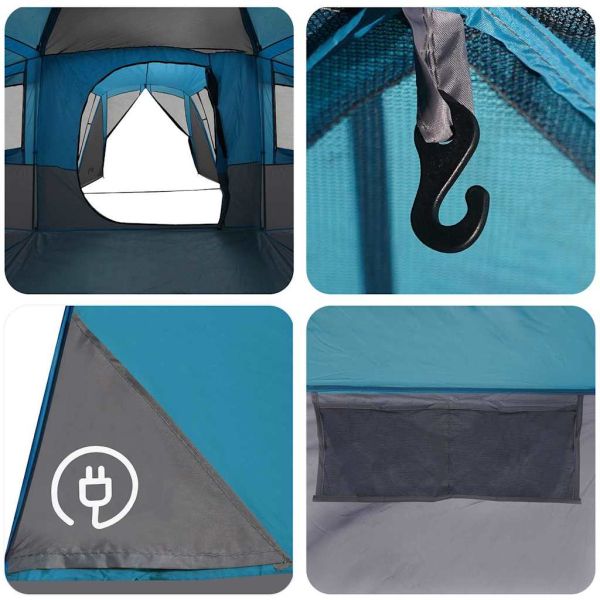 Семейна палатка с покрив Синьо и сиво 745 x 700 x 217 см