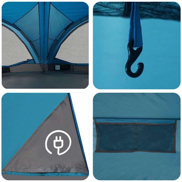 Семейна палатка с покрив Синьо и сиво 460 x 430 x 214 см