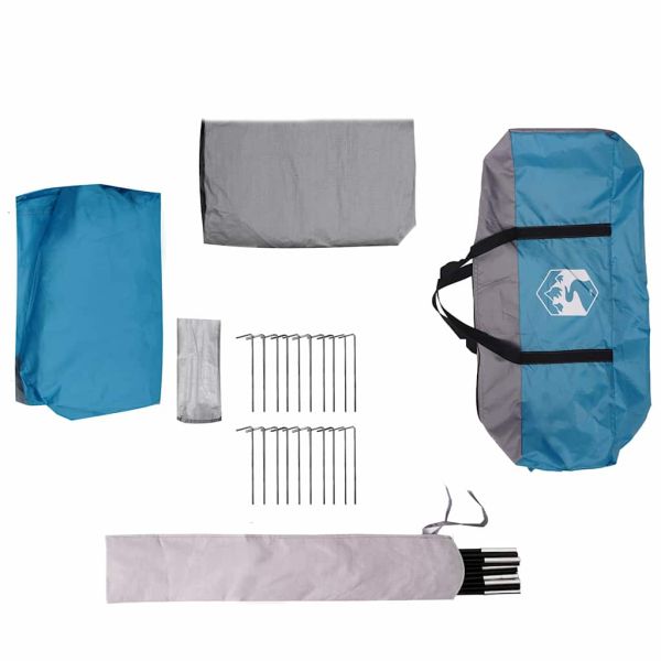 Семейна палатка с покрив Синьо и сиво 324 x 255 x 230 см